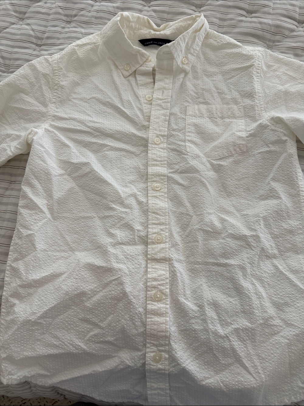 Janie and Jack White Textured Button-Down Shirt